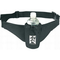 Black Polyester Waist Pack w/ Bottle Holder & 2 Side Zipper Pockets